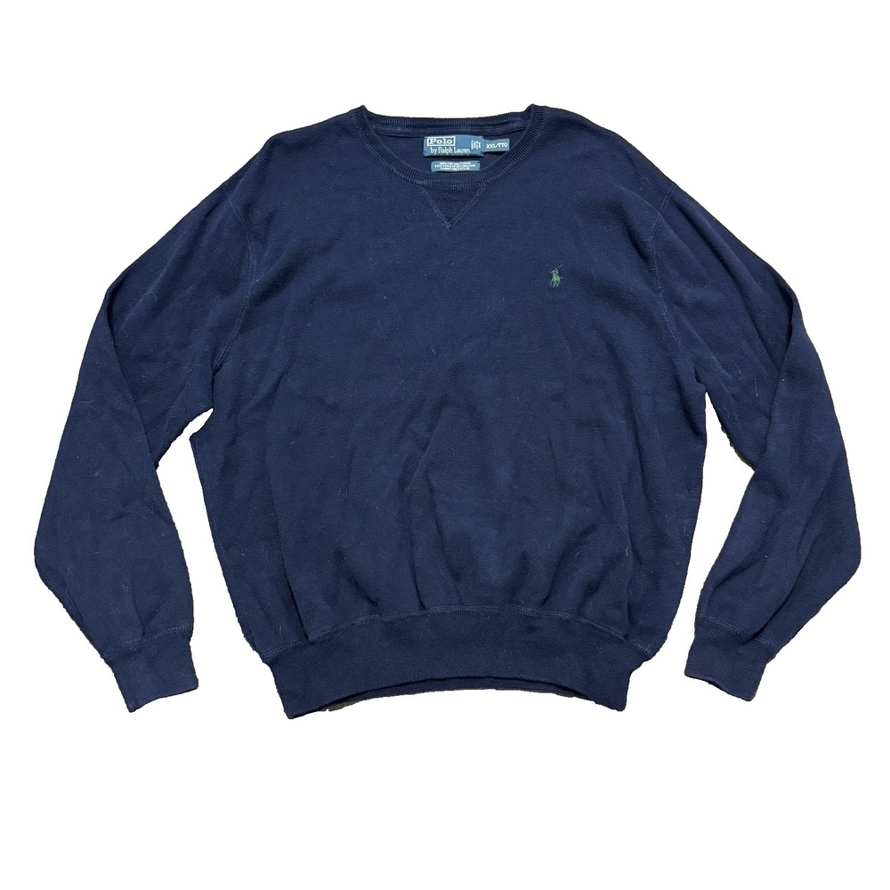 Polo Ralph Lauren Sweater Mens XXL Navy Blue Crewneck Long Sleeve Exclusive VTG